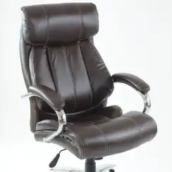 Кресло Barneo K-303 для руководителя коричневая кожа, газлифт 3кл, PU-R57