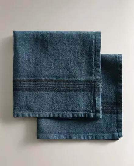 ZARA HOME САЛФЕТКА ИЗ ПЛОТНОГО ЛЬНА (НАБОР ИЗ 2 ШТ.), СИНИЙ