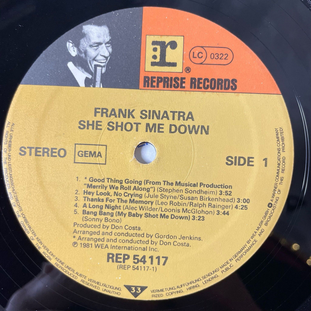 Винтажная виниловая пластинка LP Frank Sinatra She Shot Me Down (Germany 1981) (Bang Bang )
