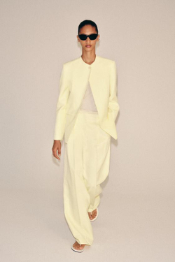 ZARA БРЮКИ С ЗАЩИПАМИ — ZW COLLECTION, ЖЕЛТЫЙ