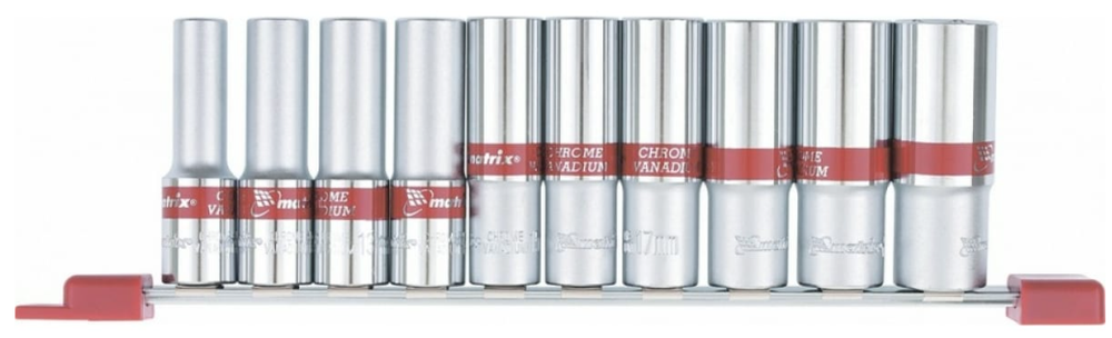 Набор удлинненых торцевых головок 1/2", 6-ти гр. 10шт. 10-22мм Matrix