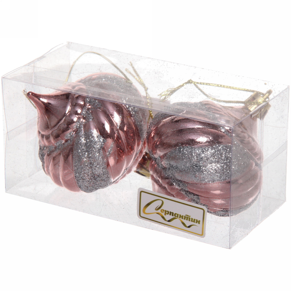 Ёлочные игрушки «Волшебная юла» 6 см (набор 2 шт), Розовое золото