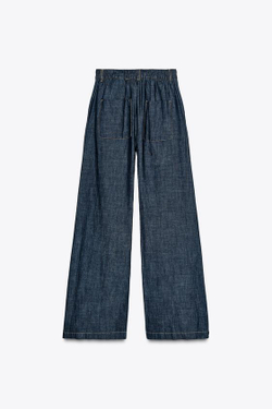 ZARA БРЮКИ WIDE LEG, ТЕМНЫЙ ИНДИГО