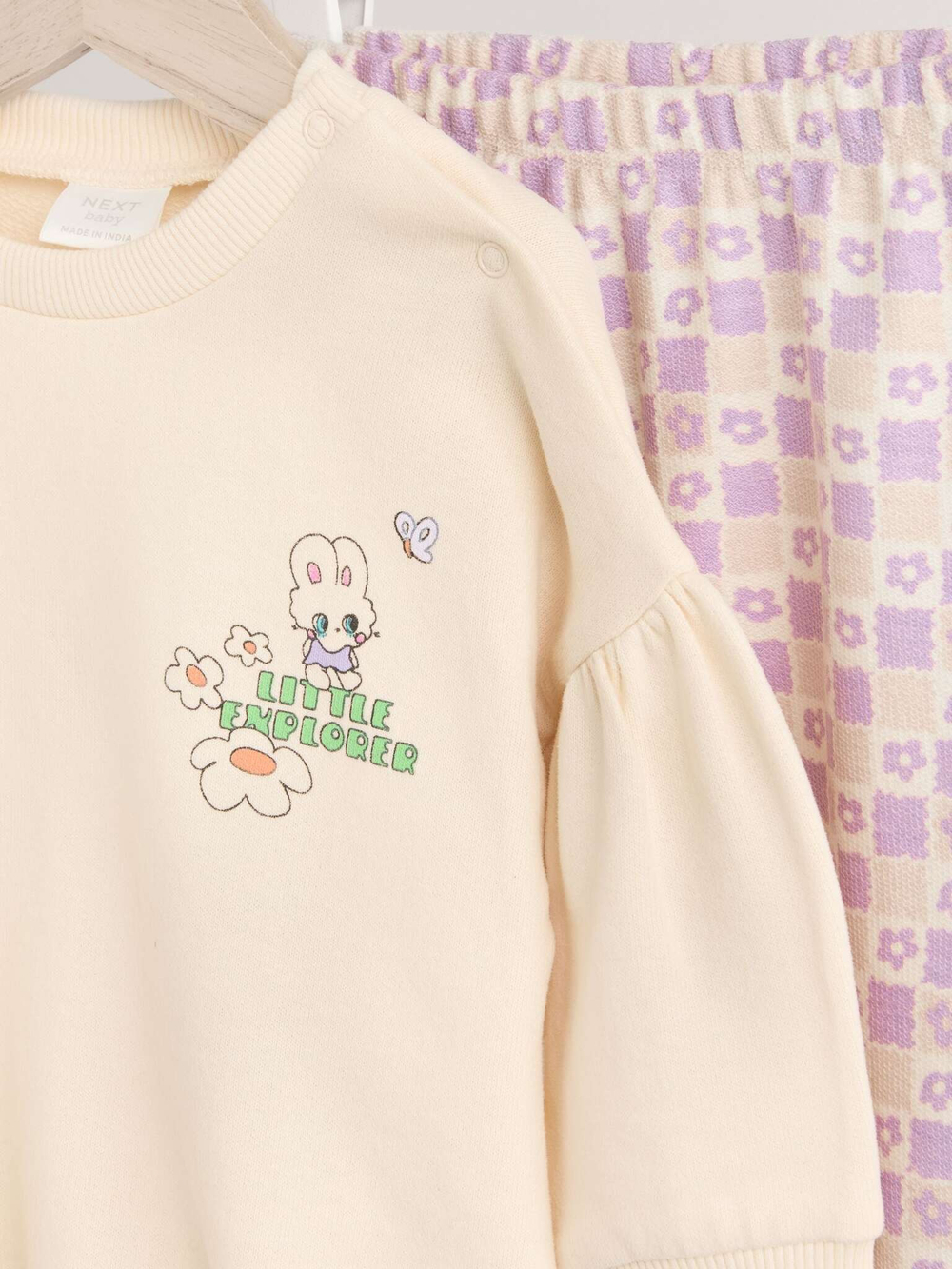 Свитшот и легинсы в комплекте для малышей Next B56-635, Бежевый, Светло-фиолетовый