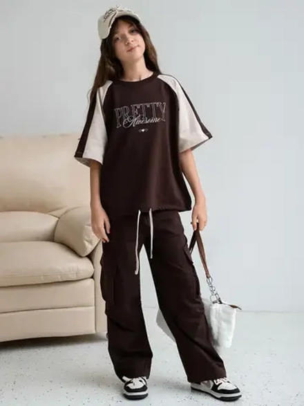 Костюм для девочки, футболка и штаны