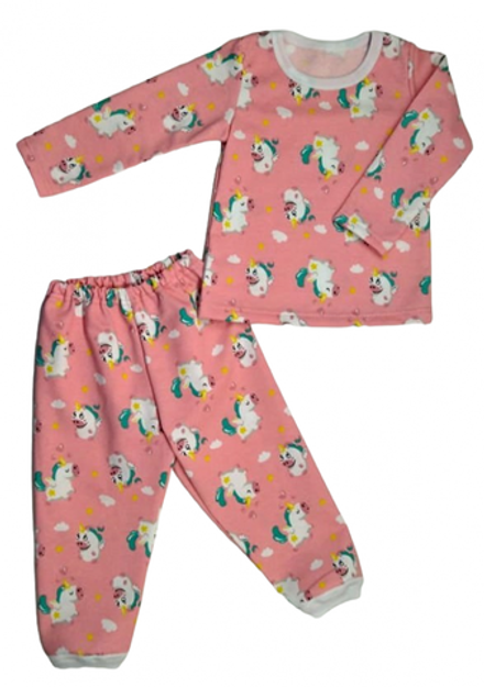 Пижама теплая 903/8 белые единороги, коралл