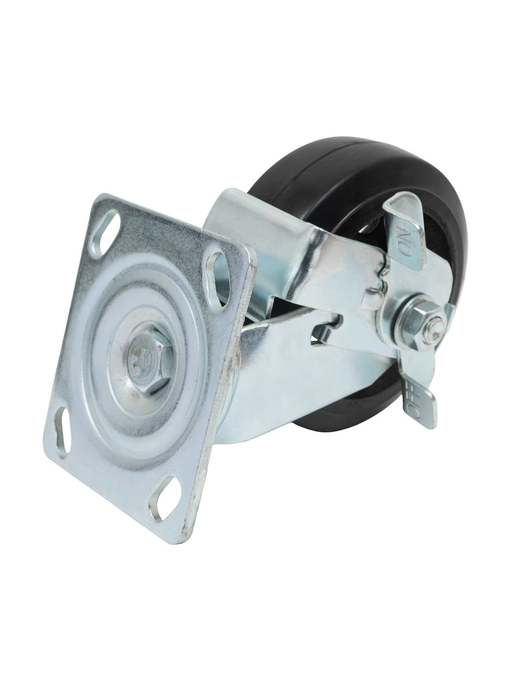 Колесо промышленное поворотное с тормозом с подшипником 125мм резина/чугун Gigant G-04-09-52