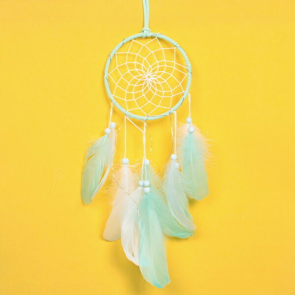 Украшение-оберег «Ловец Снов-Dream» 13*50см цвет нежно-зеленый, с подсветкой