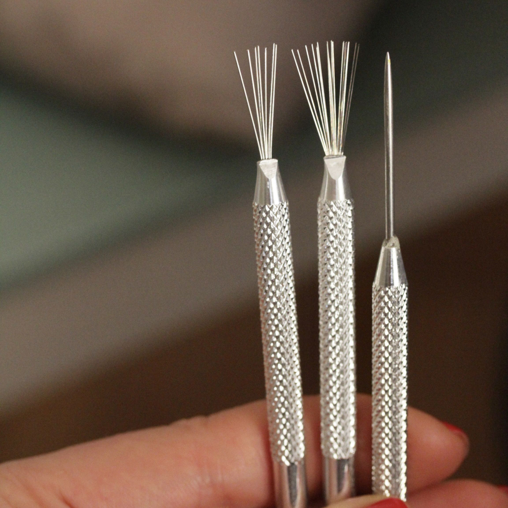 Набор инструментов металлические стеки для лепки "Набор три предмета: 2 текстурные кисти и шило"Кисть текстурная металлическая / стек для лепки