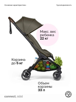 Коляска прогулочная для двойни Bumprider Connect.mini Forest Green