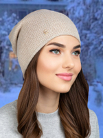 Шапка LACE удлиненная одинарная,с руликом с содержанием кашемира