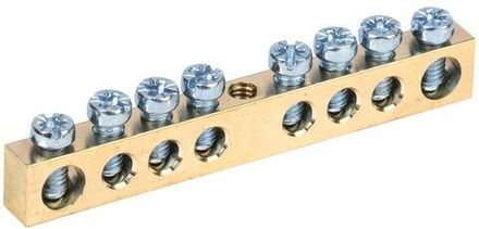 Шина PEN "земля-ноль" 6х9мм 8/1 (8групп/крепеж по центру) IEK YNN10-08-100