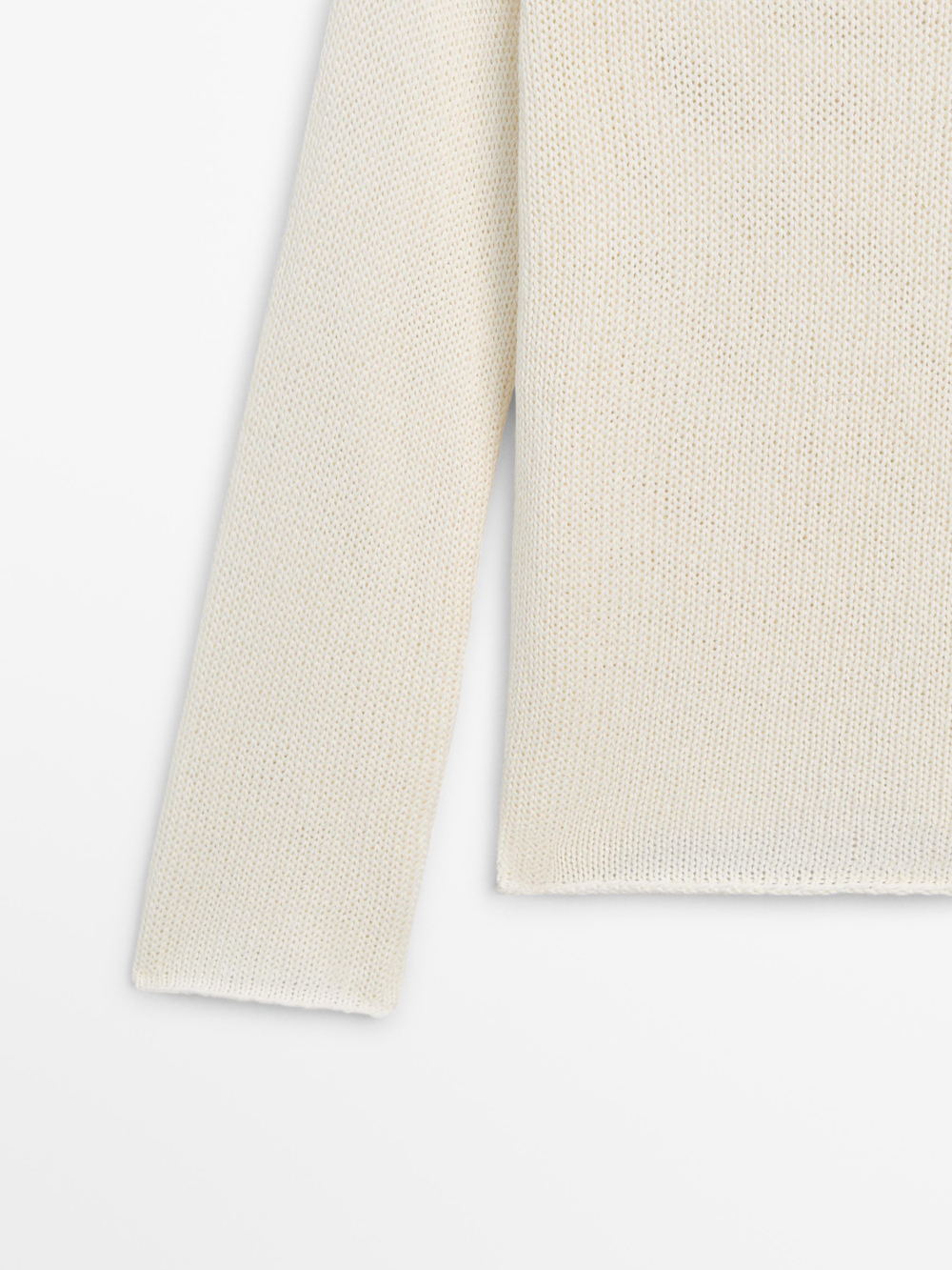 Massimo Dutti Свитер из смесового хлопка с ажурным узором, натуральный/кремовый