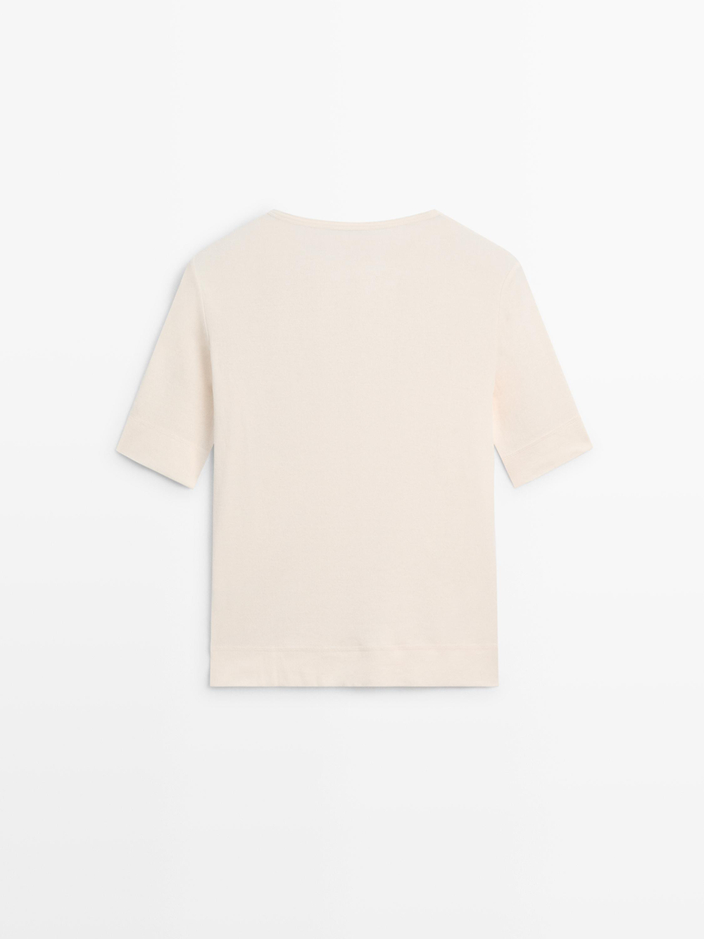 Massimo Dutti Футболка из смесовой хлопковой ткани, кремовый