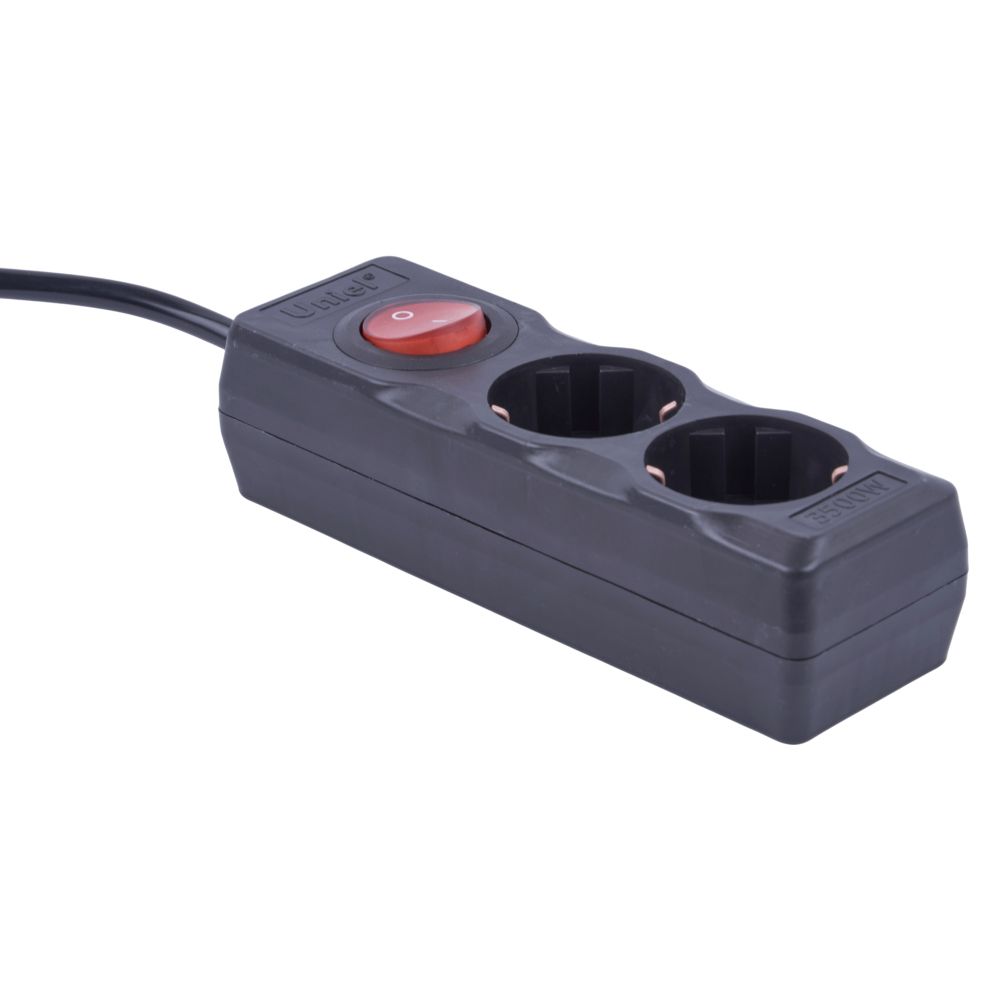 S-GCU2-3B BLACK Удлинитель серии Ultra. шнур 3м.. 2 гнезда. 16A. с-з. Черный. TM Uniel