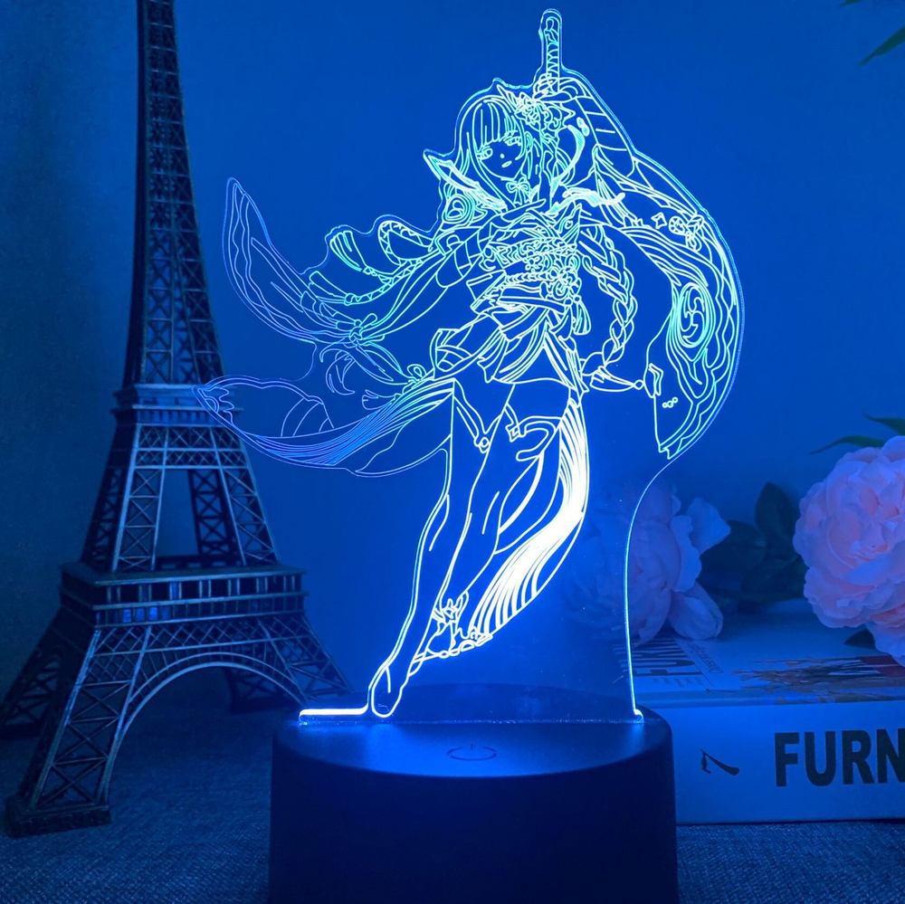 Акриловый светильник на черной подставке "Genshin Impact / Геншин - Баал"