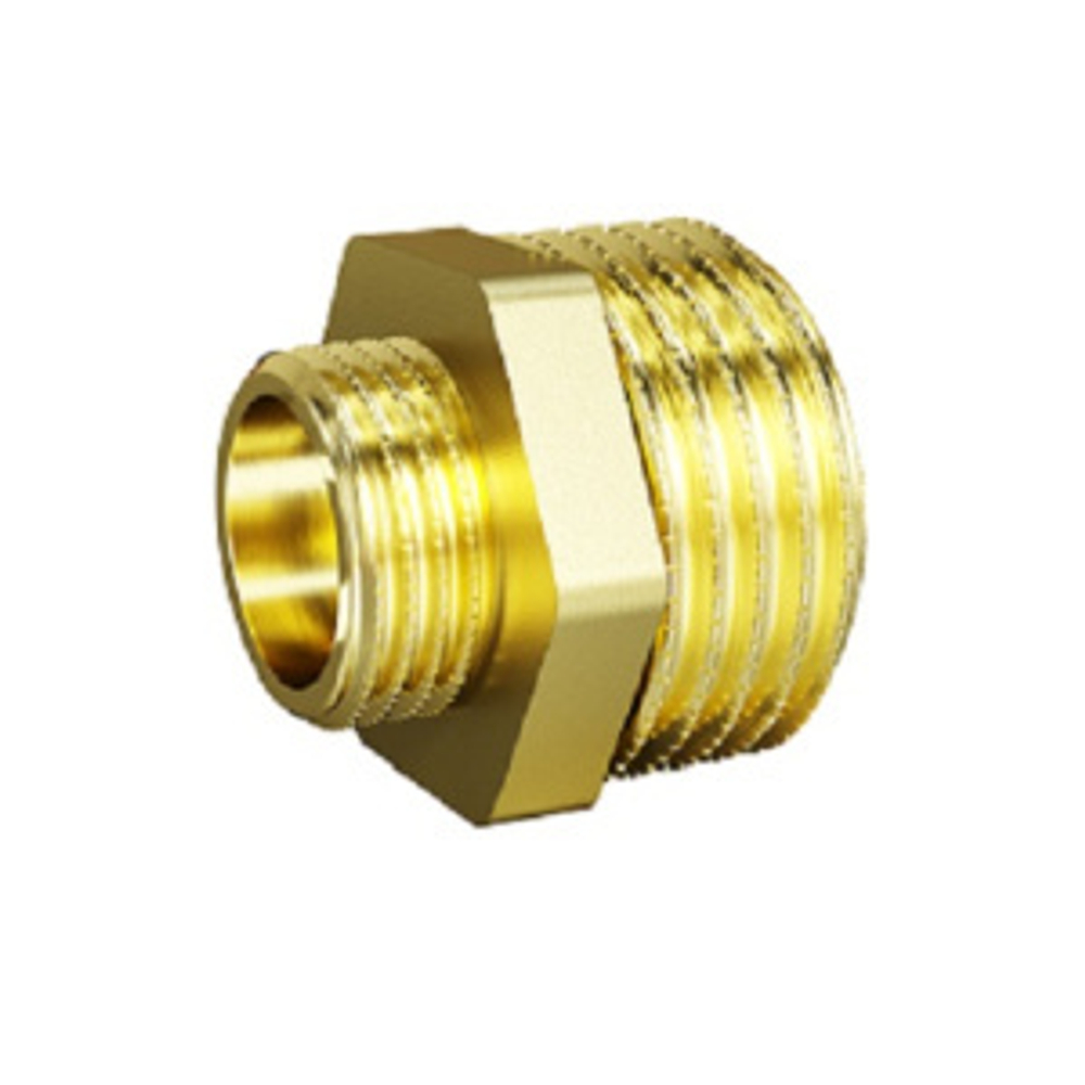 Ниппель переходной, DN25х15, 1"х1/2", НР-НР, латунь LD