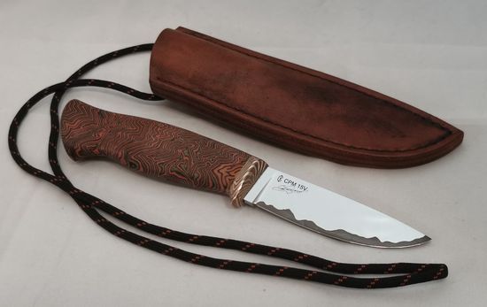 Нож шейный СРМ 15V макумэ, рук. вторская микарта