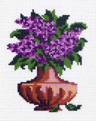 "Ваза с сиренью"-0042 канва с рисунком