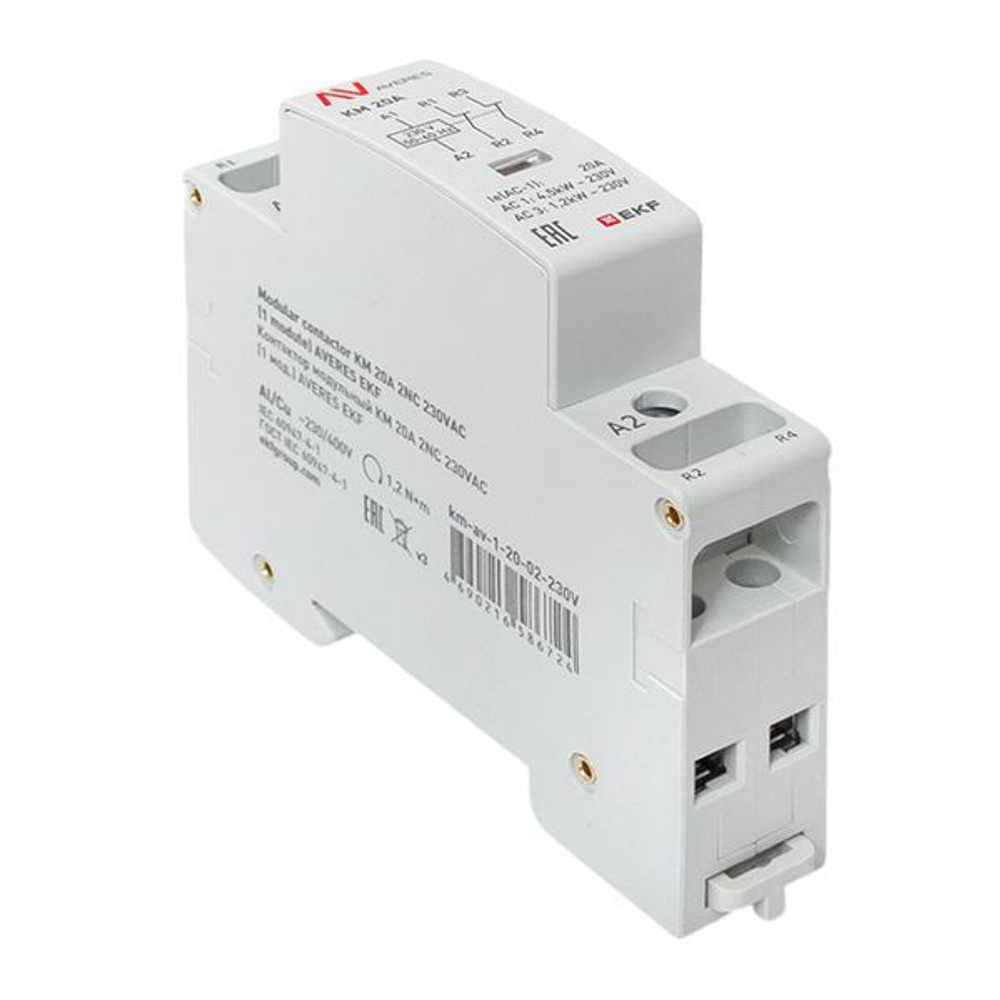 Контактор модульный EKF km-av-1-20-02-230V