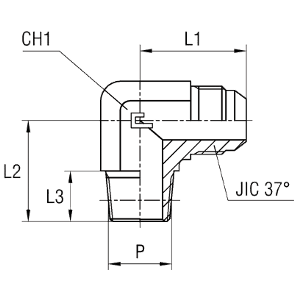 Штуцер FC90 JIC 9/16" NPT3/8"