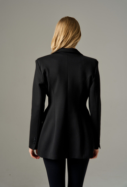 Жакет приталенный из крепа, черный