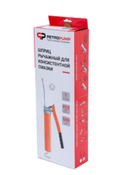 Рычажный шприц для смазки, 413 бар, 1/8" BSPT, гибкий шланг с 4-х лепестковой насадкой - 16 шт