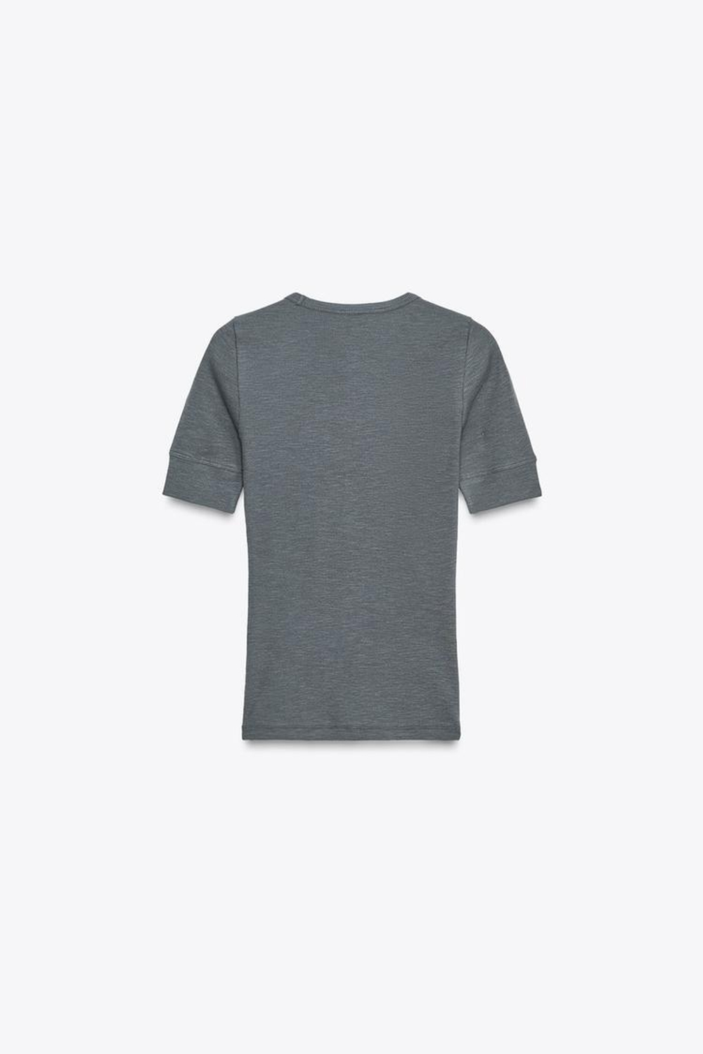 ZARA ФУТБОЛКА В РУБЧИК С КОРОТКИМИ РУКАВАМИ, УГОЛЬНЫЙ