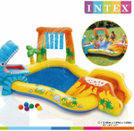 Надувной детский игровой центр бассейн Динозавр Intex 57444 с горкой и фонтаном 249х191х109 см от 2 лет