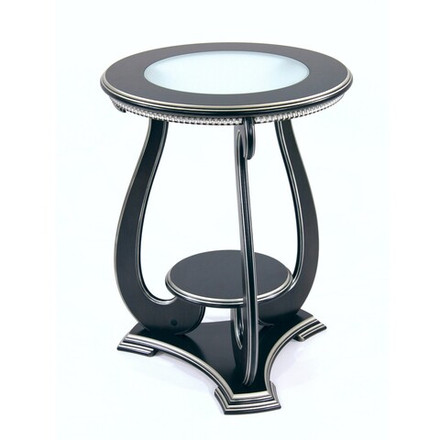 ЮТА-53-21 Стол кофейный со стекл. столешницей Ø590 h=720