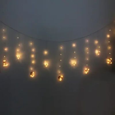 Гирлянда для дома БАХРОМА «LOVE» ш2,5м* в0,45/0,65м 90 ламп LED, прозрачн.пров, 8 режимов, IP-20, Теплый белый (возможность соединения)