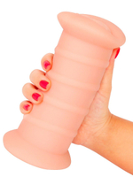 Телесный двусторонний мастурбатор с вибропулей и эрекционными кольцами в комплекте (Цвет: телесный)