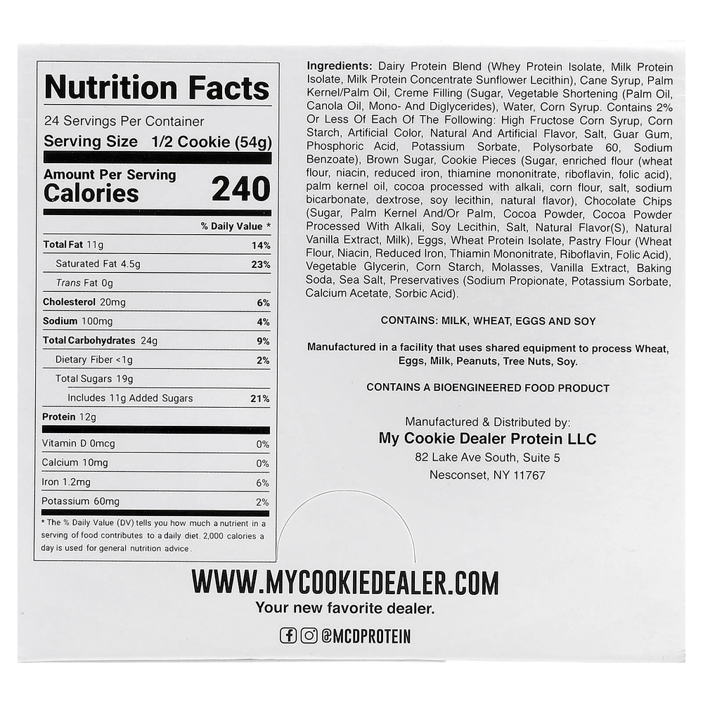 My Cookie Dealer Protein, протеиновое печенье, молоко и печенье, 12 шт. по 108 г (3,8 унции)