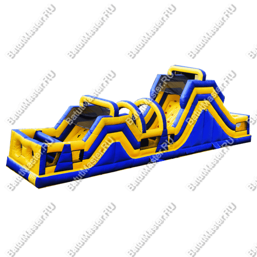 Надувная полоса препятствий "Веселый забег" 15*3*4 м, жёлто-синий