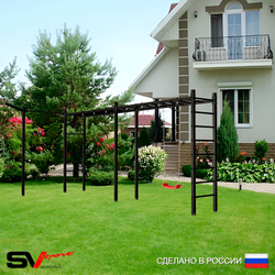 Уличная шведская стенка Sv Sport рукоход х 2 с комплектом турник прямой У50133 ("Лодочка"/Кронш бокс)