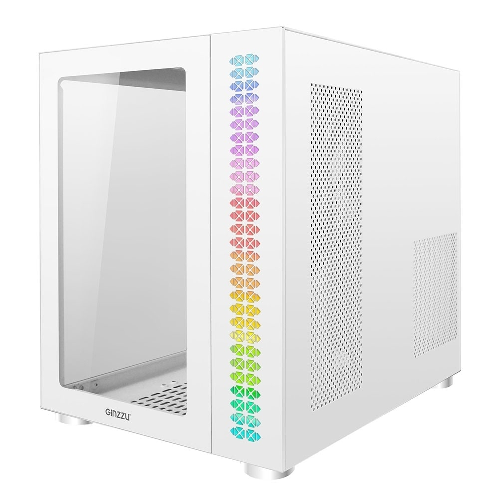Ginzzu V560 RGB подсветка, закаленное стекло 1*USB 3.0,1*USB 2.0, AU Белый ATX