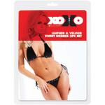 Трусики и лиф из велюра с завязками (Размер: S-M-L) (Цвет: черный)