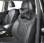 Подушка на подголовник 30”20*7 см, экокожа, цвет: чёрный