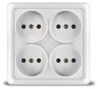 Розетка 4-местная белый б/з квадрат ОУ Олимп