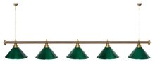 Лампа STARTBILLIARDS 5 пл. (плафоны красные,штанга зеленая,фурнитура золото)