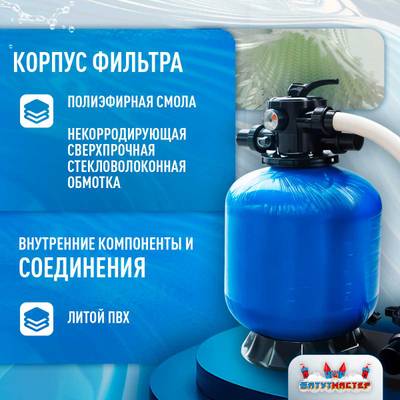 Песочный фильтр WL-ADG1100 для бассейна до 352 м³, до 800 кг песка, до 44000 л/ч