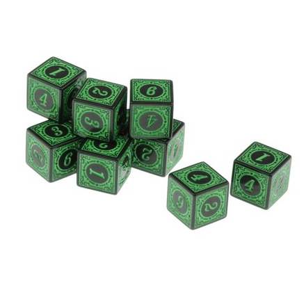 Набор игральных кубиков d6, "Зеленые узорные"
