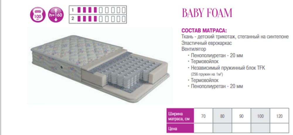 МАТРАС BABY FOAM ДЕТСКИЙ