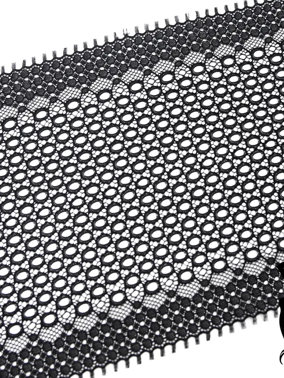 906 ОПТ Кружево эластичное 19 см, перфорация, Италия, черный 170