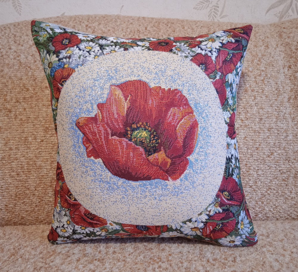 Декоративный гобеленовый чехол для интерьерной подушки Раздолье 38*38