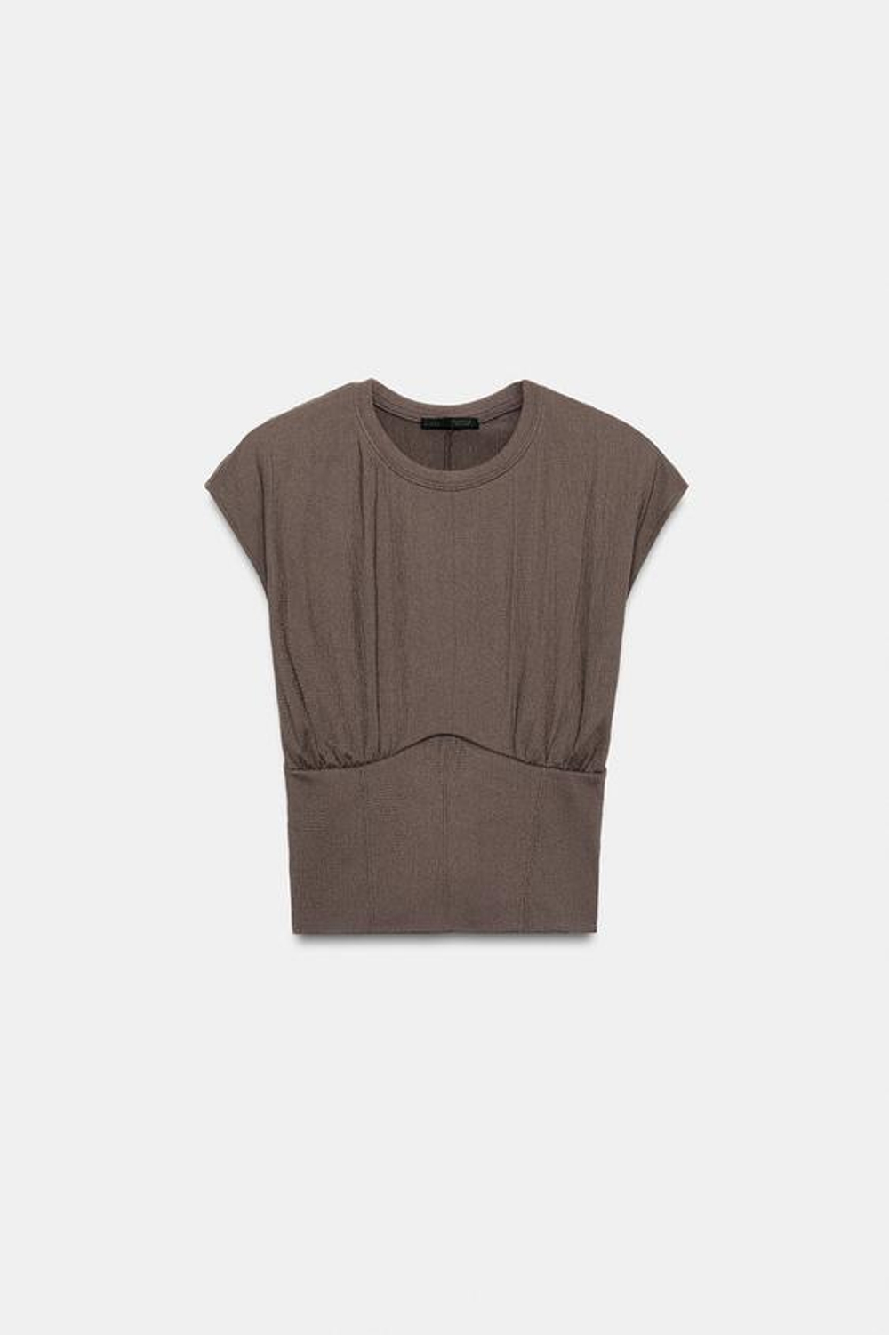 ZARA ТОП В КОРСЕТНОМ СТИЛЕ, СЕРО-КОРИЧНЕВЫЙ