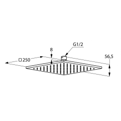Верхний душ Kludi A-QA квадрат, плоский 250х250 мм (6442505-00)