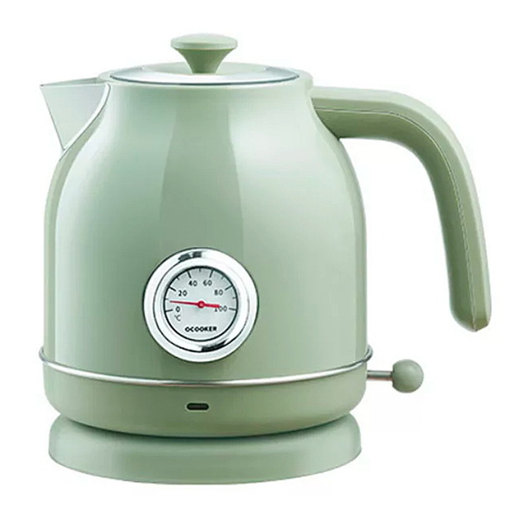 Чайник электрический Xiaomi Qcooker Retro Electric Kettle 1.7L, Оливковый (с датчиком температуры)