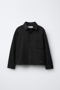 ZARA РУБАШКА С КАРМАНОМ, ЧЕРНЫЙ