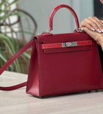 Сумка Hermes частично из кожи крокодила 28 см